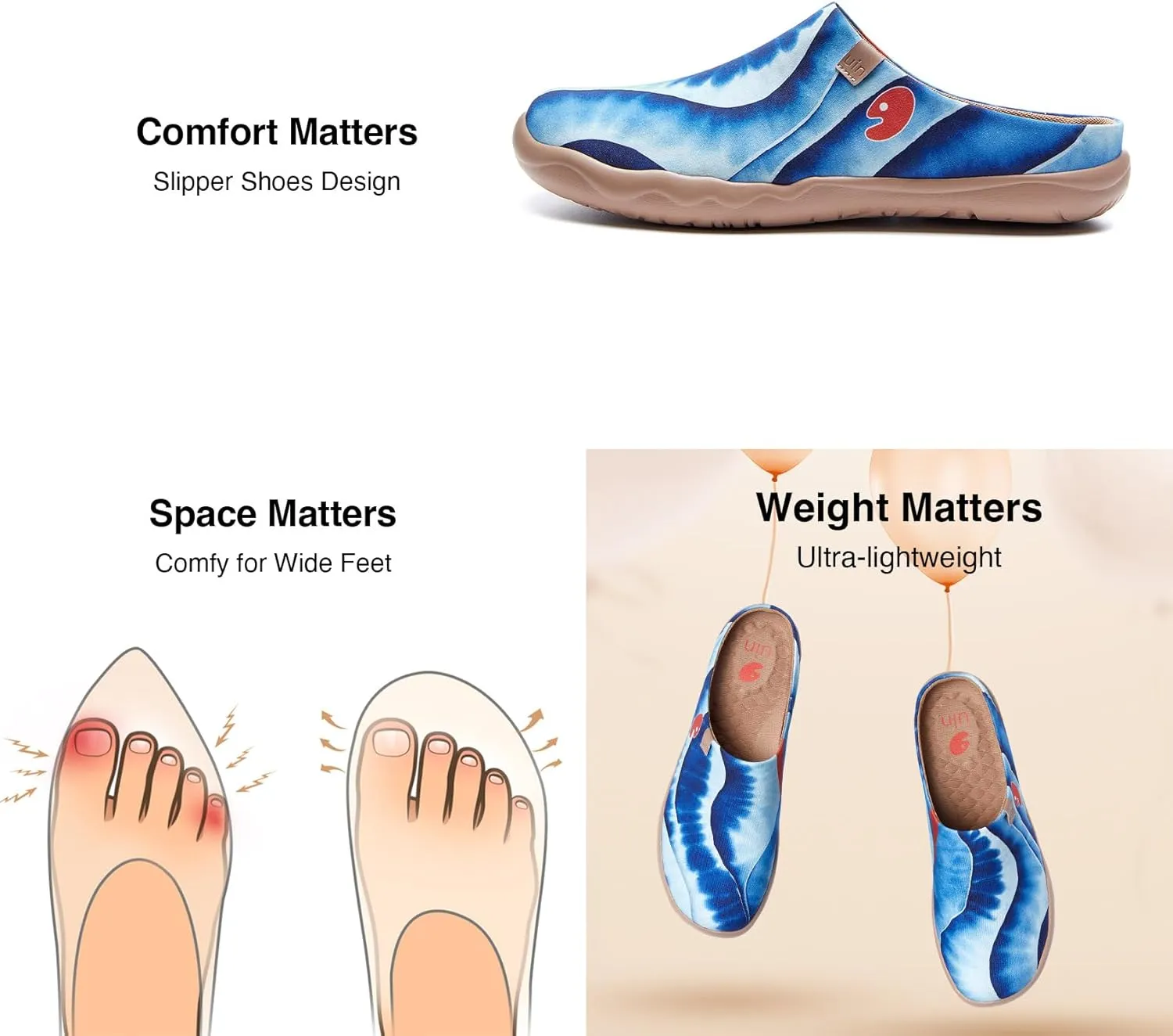 UIN Men's Mules Slipper Loafers Lightweight Mules Walking Casual Clogs Comfort Household Slip Ons Art Painted Travel Shoes Malaga Marine World