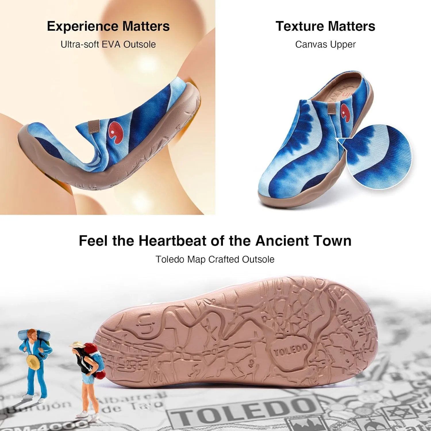 UIN Men's Mules Slipper Loafers Lightweight Mules Walking Casual Clogs Comfort Household Slip Ons Art Painted Travel Shoes Malaga Marine World