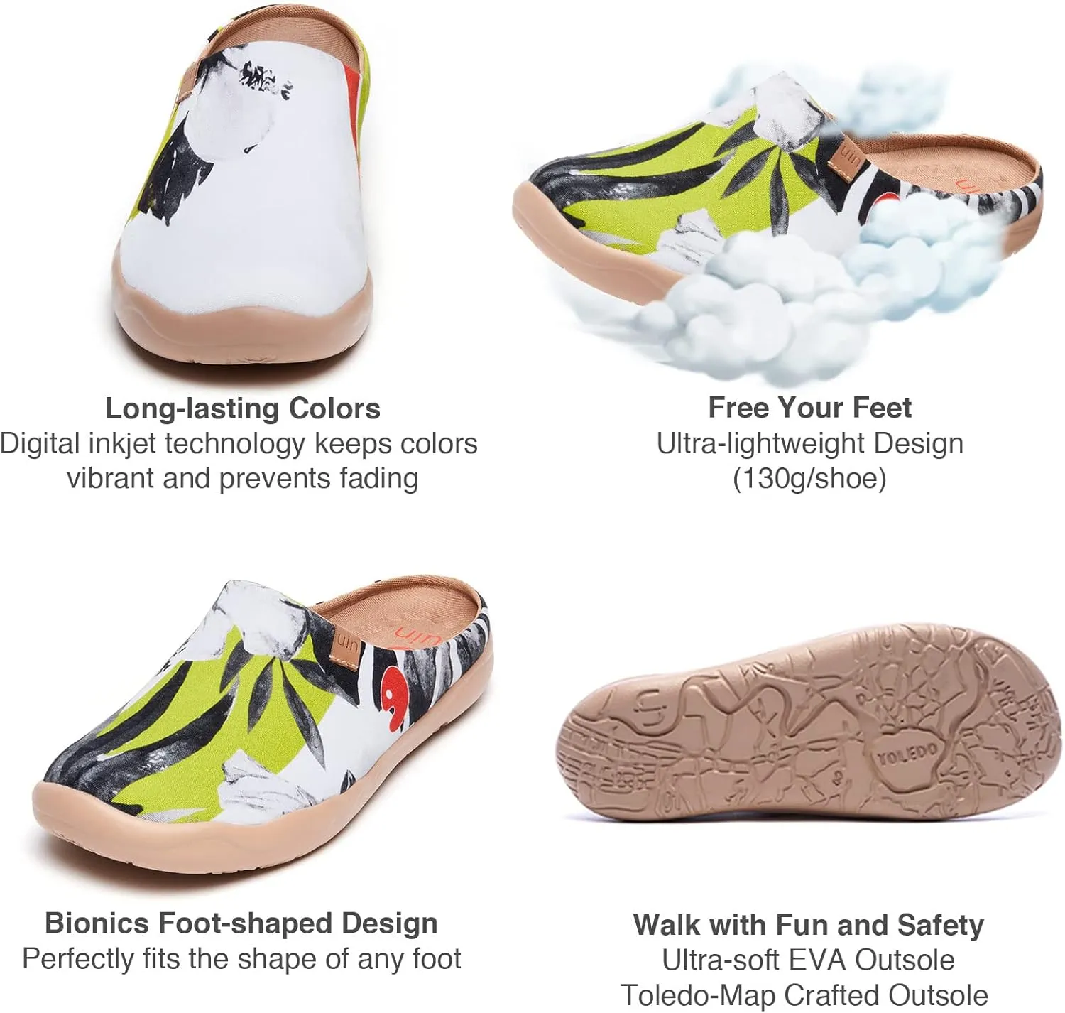 UIN Men's Painted Slipper Lightweight Comfort Mules Walking Casual Household Slip Ons Art Travel Shoes Malaga