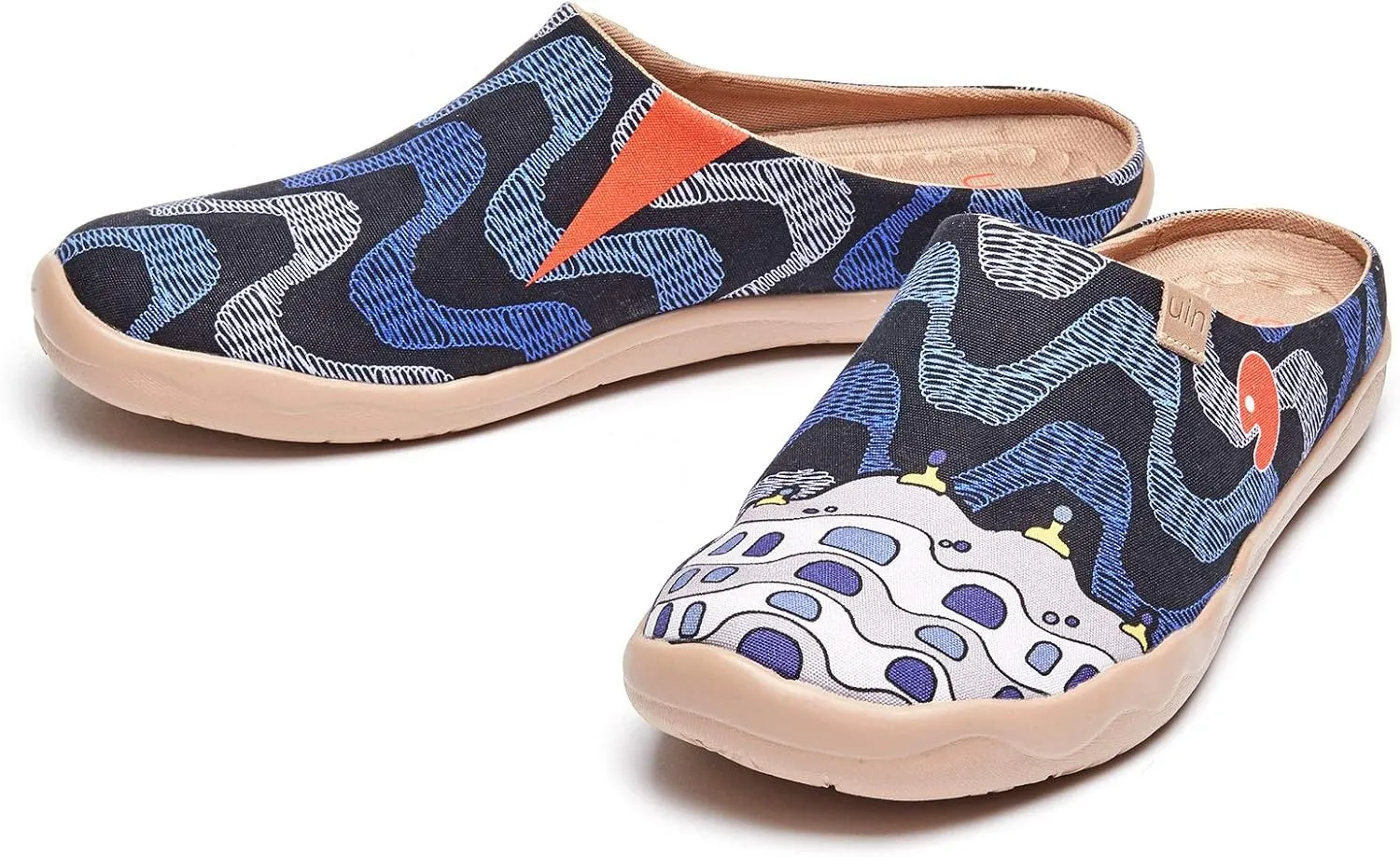 UIN Men's Painted Slipper Lightweight Comfort Mules Walking Casual Household Slip Ons Art Travel Shoes Malaga
