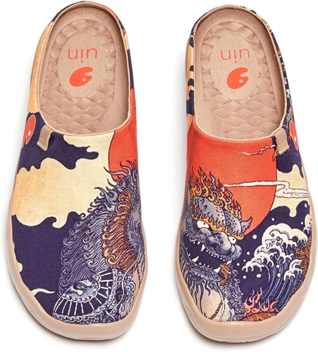 UIN Men's Painted Slipper Lightweight Comfort Mules Walking Casual Household Slip Ons Art Travel Shoes Malaga