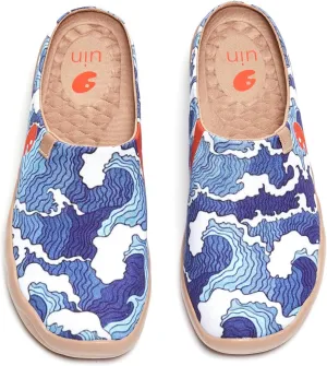 UIN Men's Painted Slipper Lightweight Comfort Mules Walking Casual Household Slip Ons Art Travel Shoes Malaga