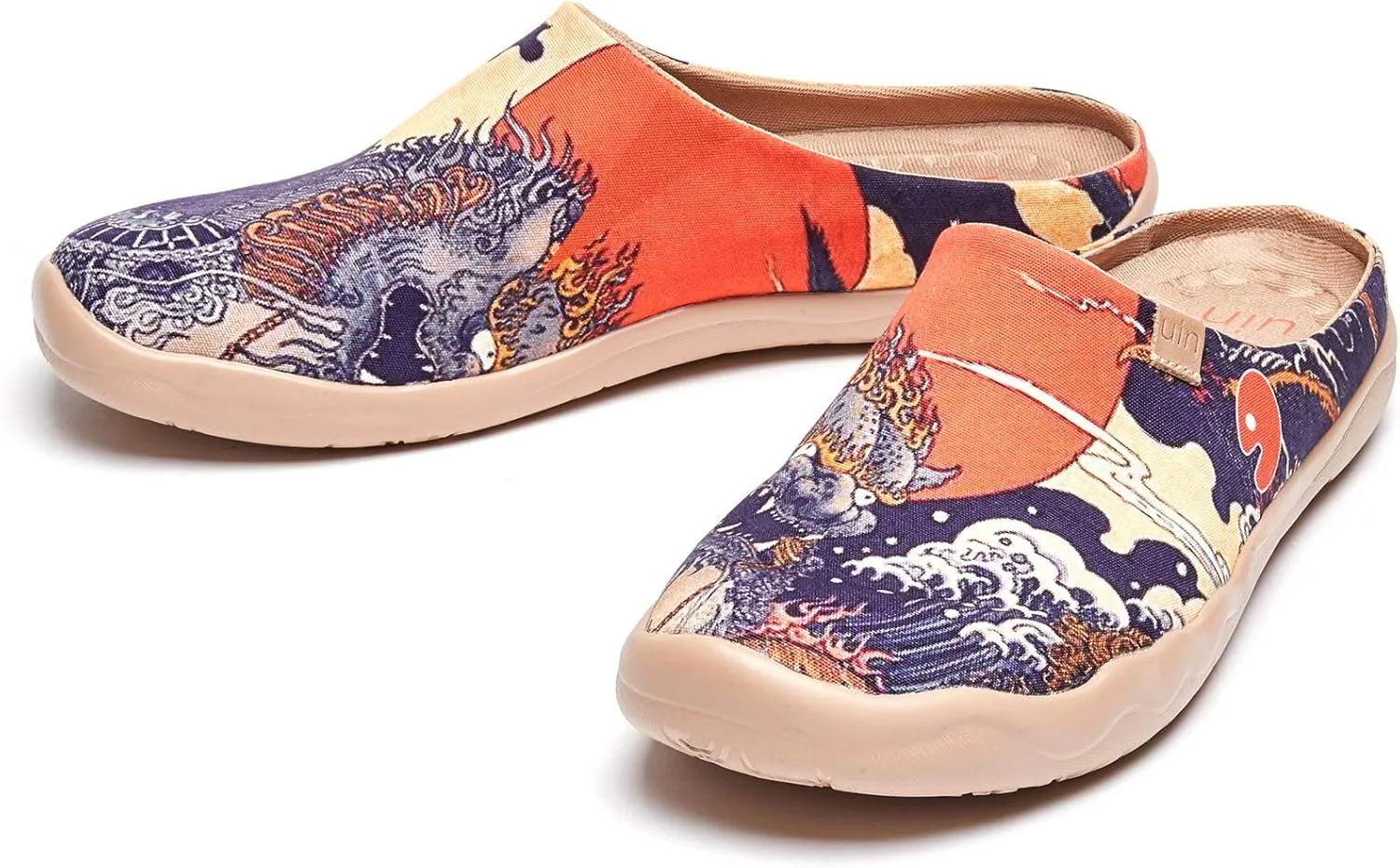 UIN Men's Painted Slipper Lightweight Comfort Mules Walking Casual Household Slip Ons Art Travel Shoes Malaga