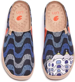UIN Men's Painted Slipper Lightweight Comfort Mules Walking Casual Household Slip Ons Art Travel Shoes Malaga