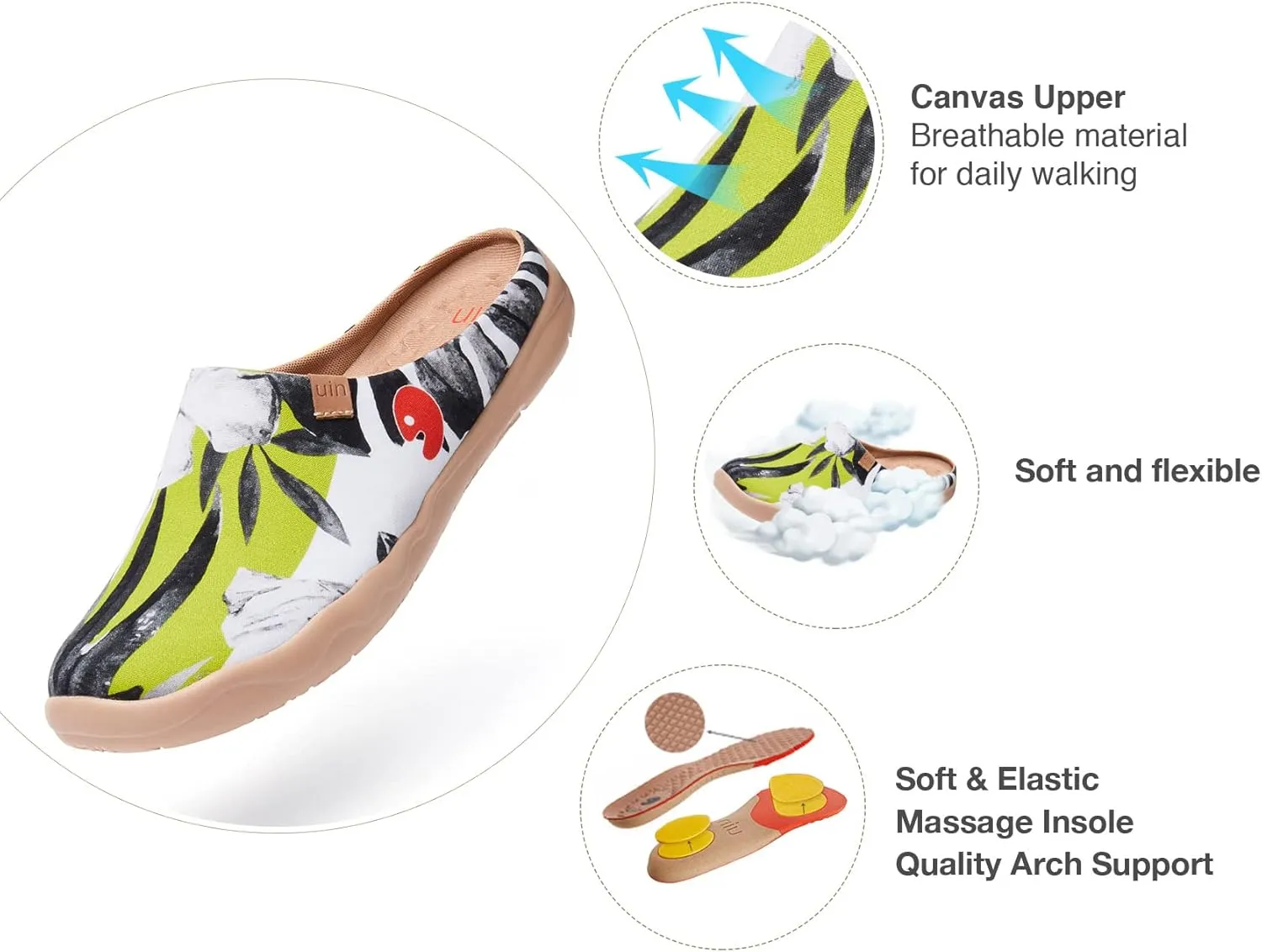 UIN Men's Painted Slipper Lightweight Comfort Mules Walking Casual Household Slip Ons Art Travel Shoes Malaga