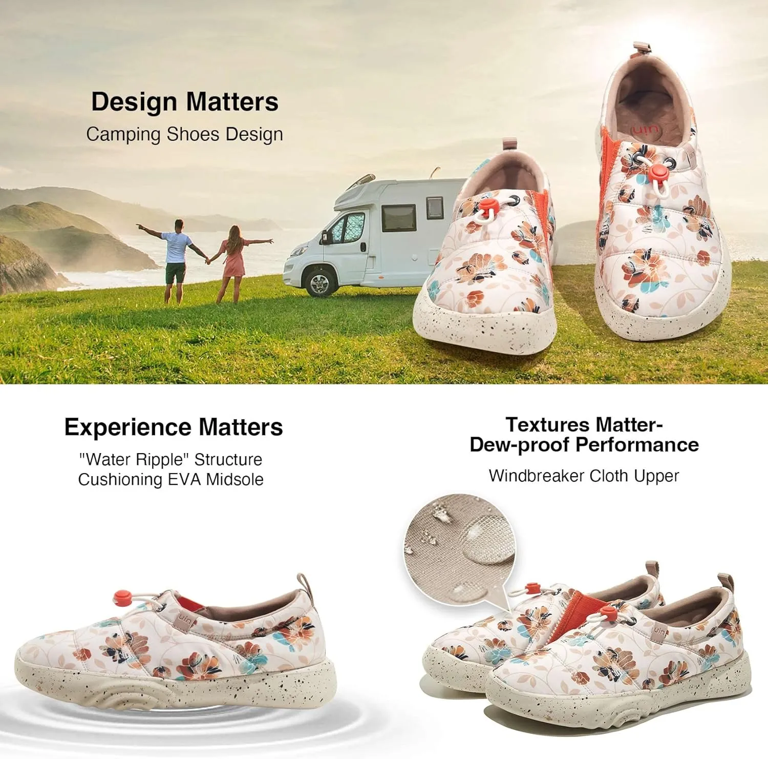 UIN Women's Camping Walking Travel Shoes Casual Slip On Loafers Lightweight Art Painted Fashion Sneaker Toledo Series