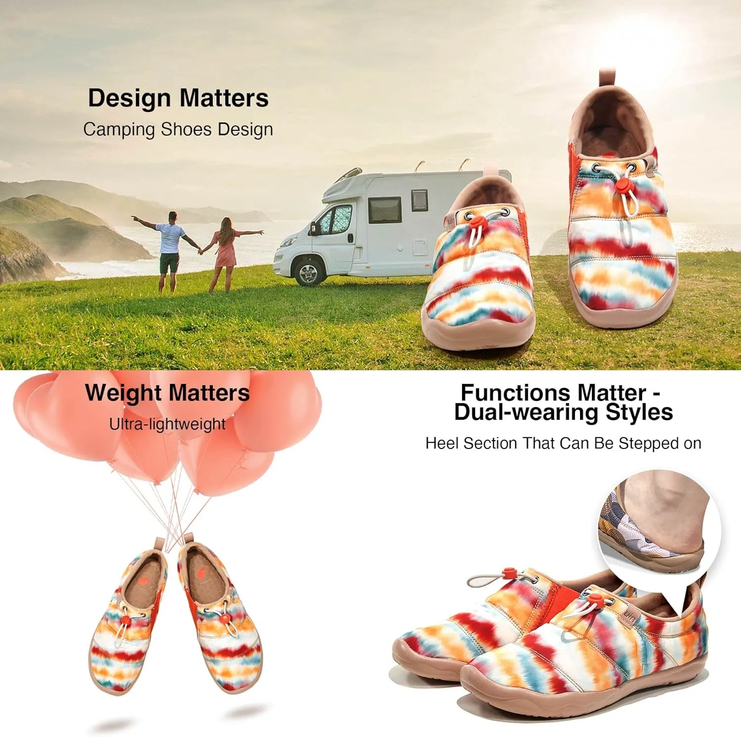 UIN Women's Camping Walking Travel Shoes Casual Slip On Loafers Lightweight Art Painted Fashion Sneaker Toledo Series