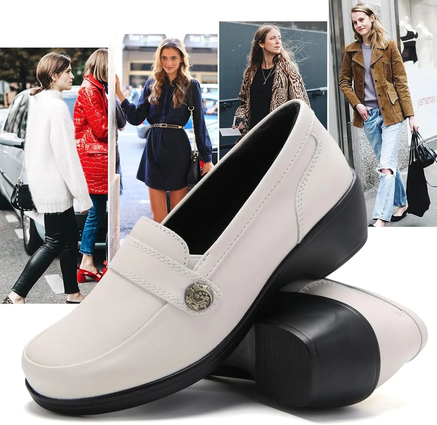 UZB Orthopedic Loafers for Women Dress Shoes Low Heel Slip On Shoes Business Casual Work Office Dressy Shoes