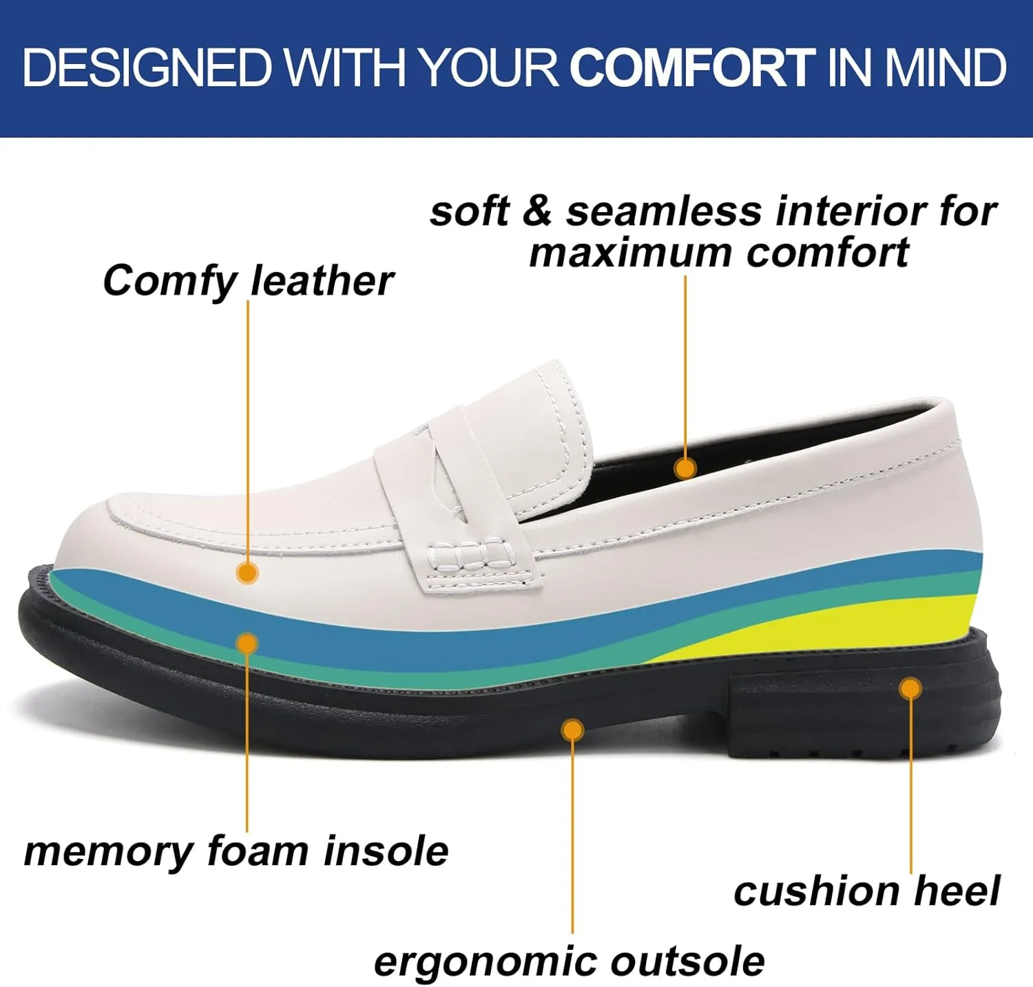 UZB Orthopedic Loafers for Women Slip on Shoes Memory Foam Dress Business Casual Shoe
