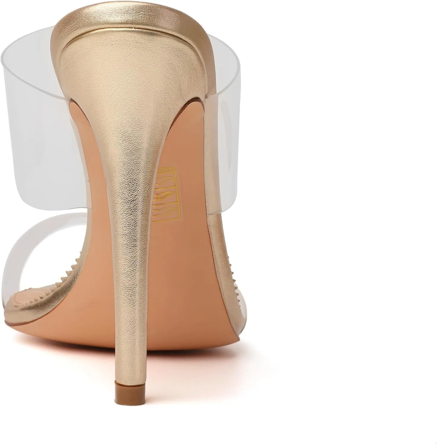 vivianly Clear Pointed Toe Heels Sandals Transparent Strap Stiletto High Heels Slip on Mules for Women