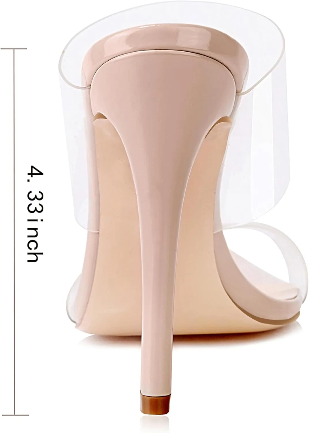 vivianly Clear Pointed Toe Heels Sandals Transparent Strap Stiletto High Heels Slip on Mules for Women
