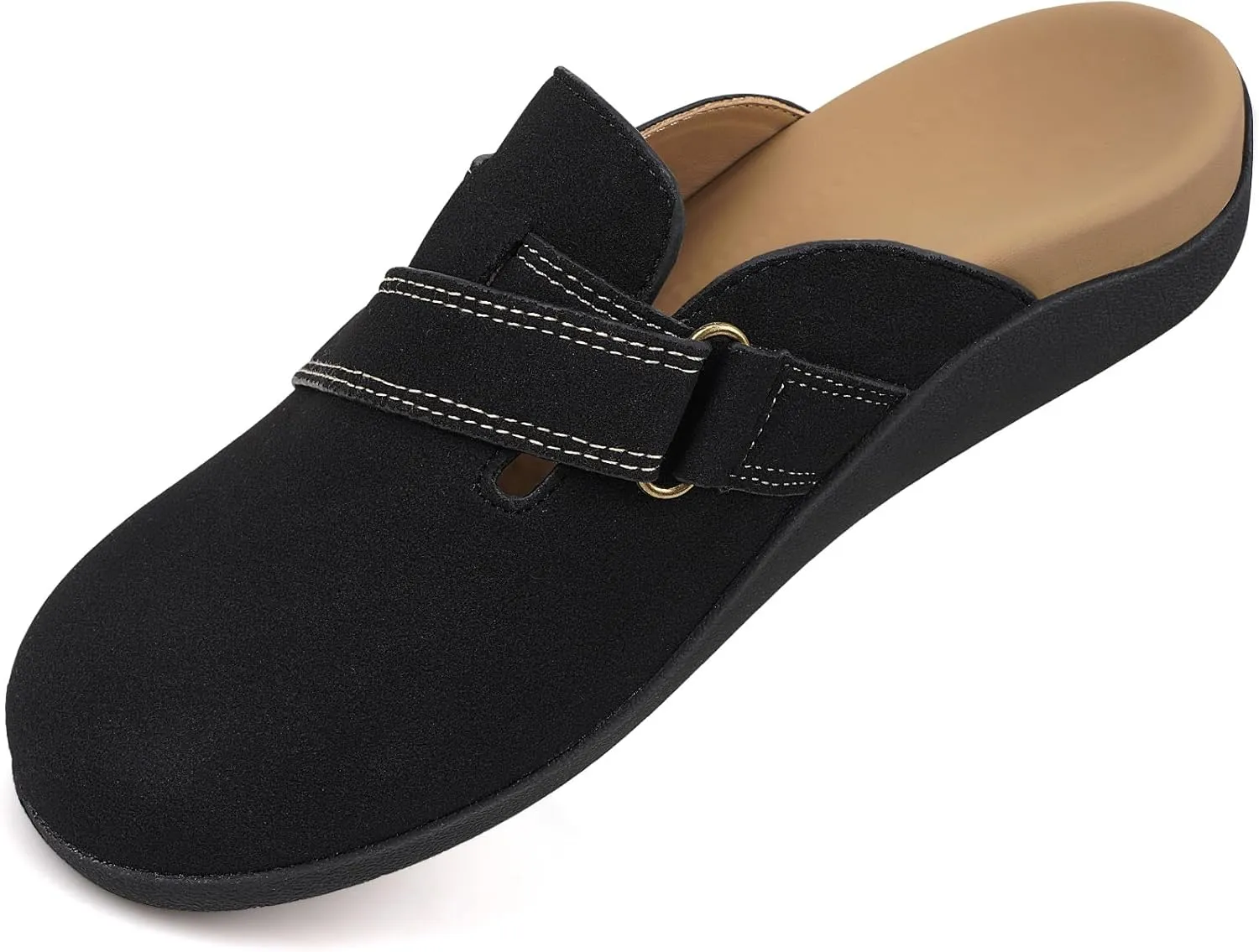 V.Step Women Orthopedic Clog Slippers with Arch Support, Suede Clogs Leather Mules, Orthotic Slippers Potato Shoes for Plantar Fasciitis, Slip on Adjustable Indoor Outdoor Sandals Foot Pain Relief