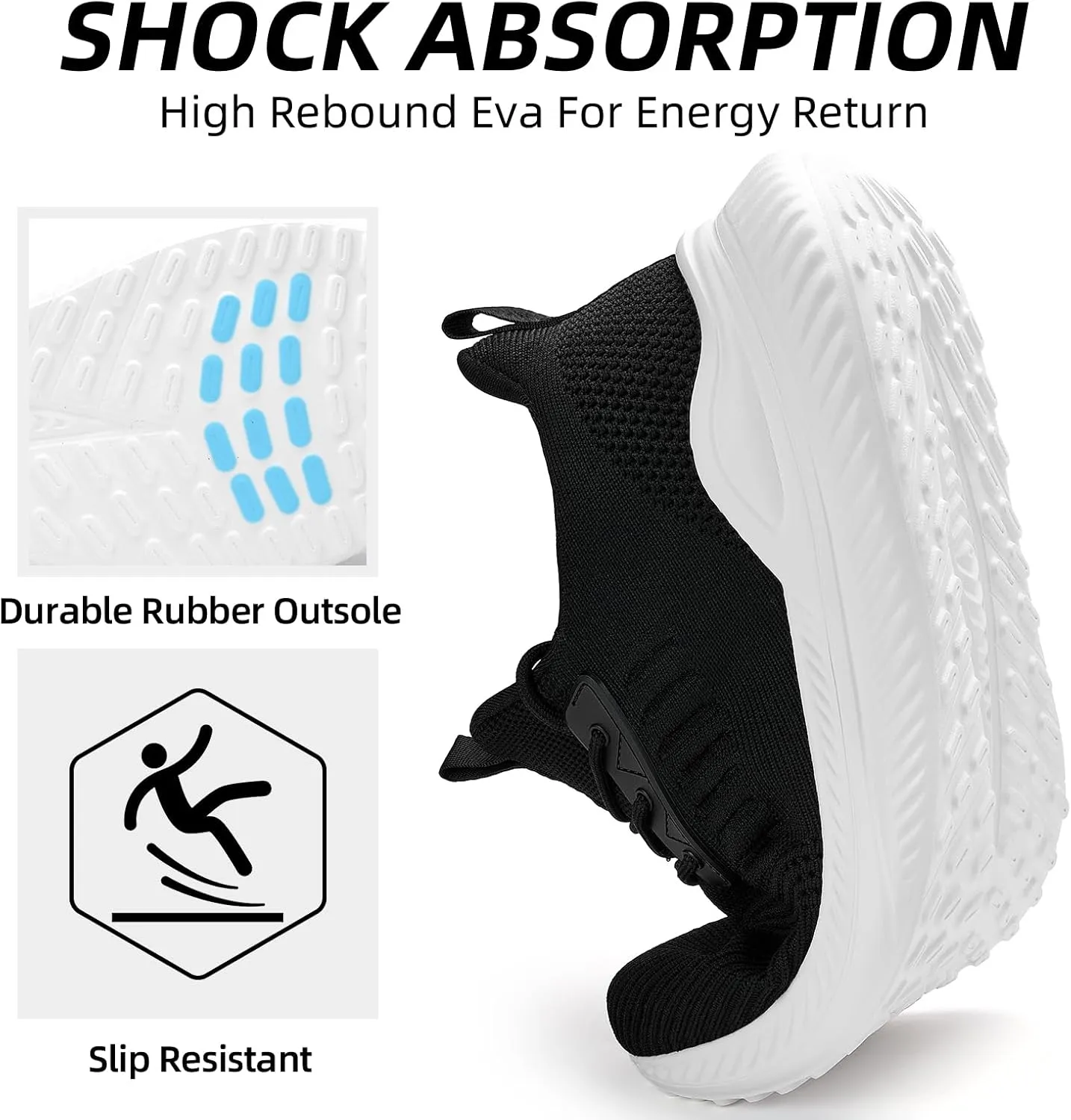 Walking Shoes for Men Sneakers - Slip on Tennis Running Memory Foam Shoes for Athletic Workout Gym Indoor Outdoor Lightweight Breathable Casual Sneakers