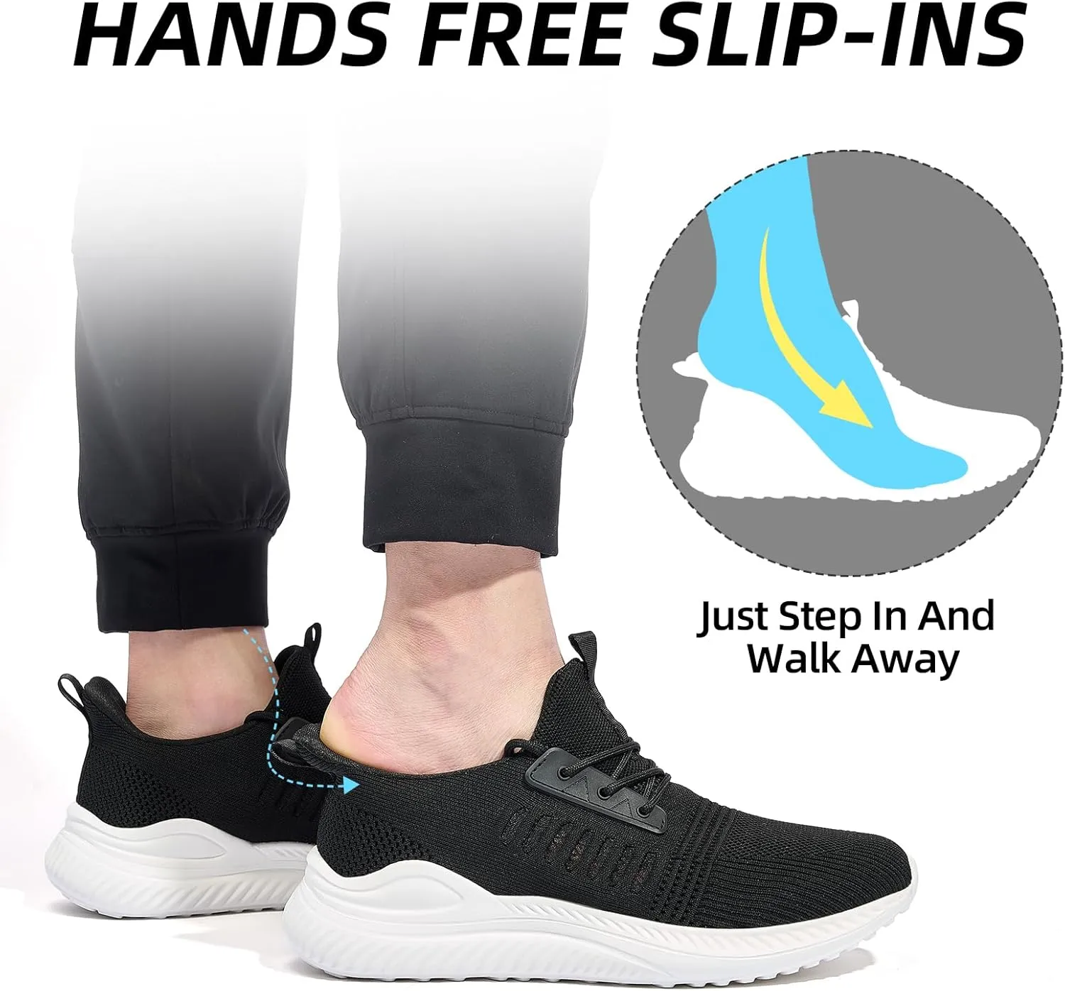 Walking Shoes for Men Sneakers - Slip on Tennis Running Memory Foam Shoes for Athletic Workout Gym Indoor Outdoor Lightweight Breathable Casual Sneakers