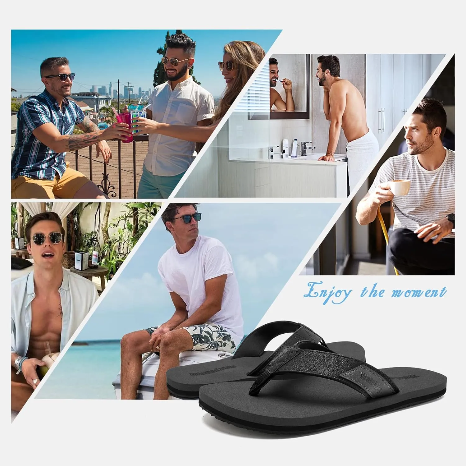 WateLves Mens-Flip-Flops-Thong-Sandals-with-Arch-Support Lightweight-Water-Shoes Open-Toe Comfort Summer-Beach-Slippers for Pool-Showers-Dorms Indoor-Outdoor