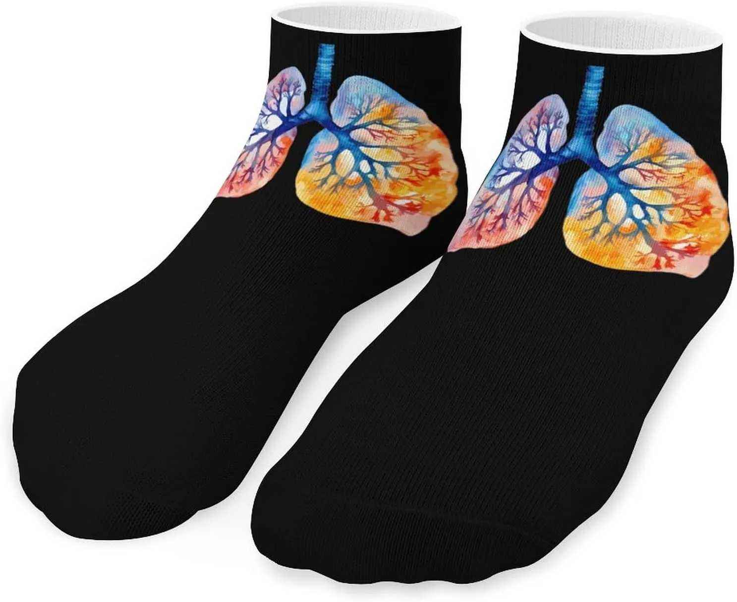Watercolor Lungs Funny Low Cut Ankle Socks Casual Liner Sock Pack Non Slip Invisible For Men Women