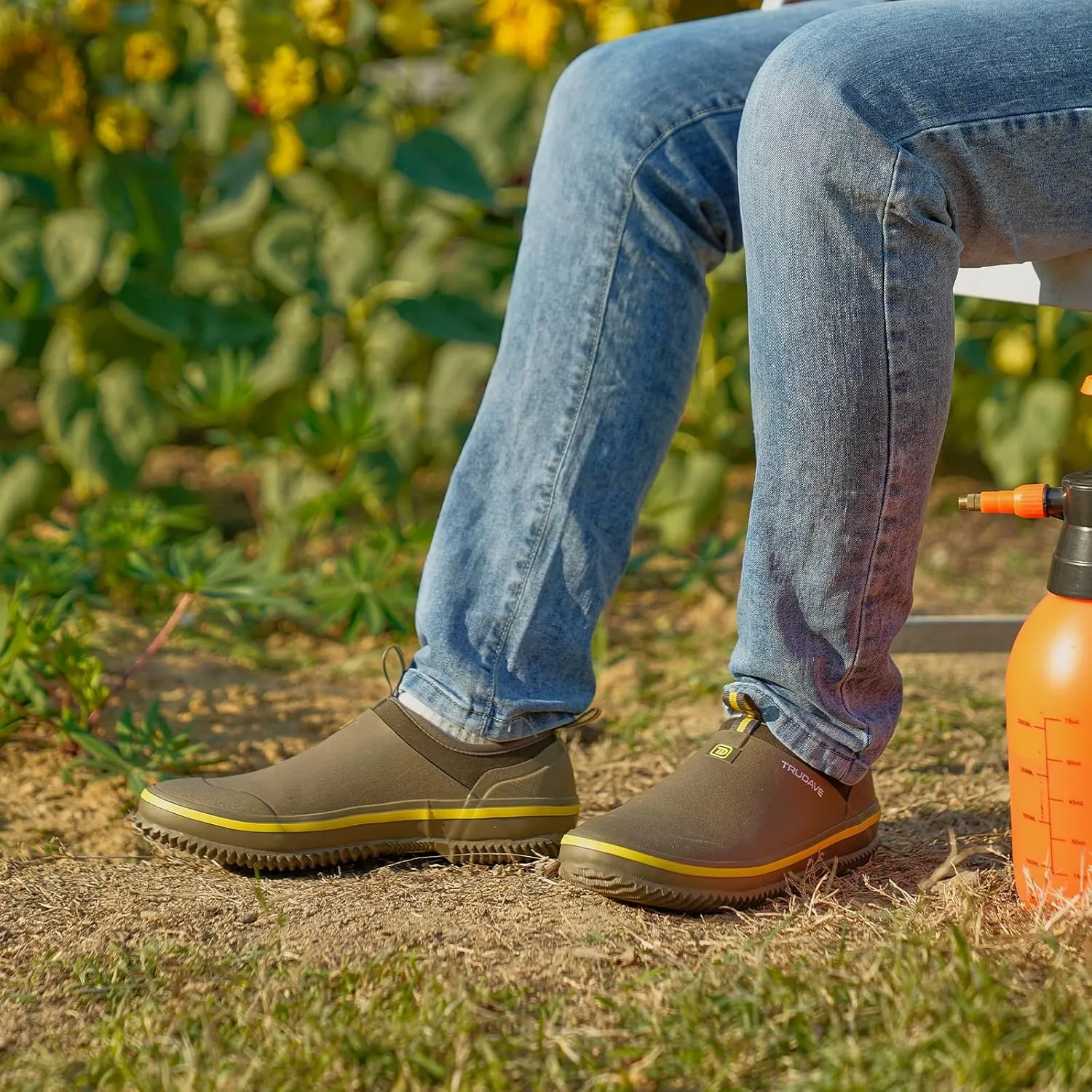 Waterproof Garden Shoes, Men's Rain Boots Women's Slip-On Footwear Rubber Neoprene Camp Booties Unisex Rain Shoe for Gardening, Farming, Car Wash, Lawn Care and Yard Work