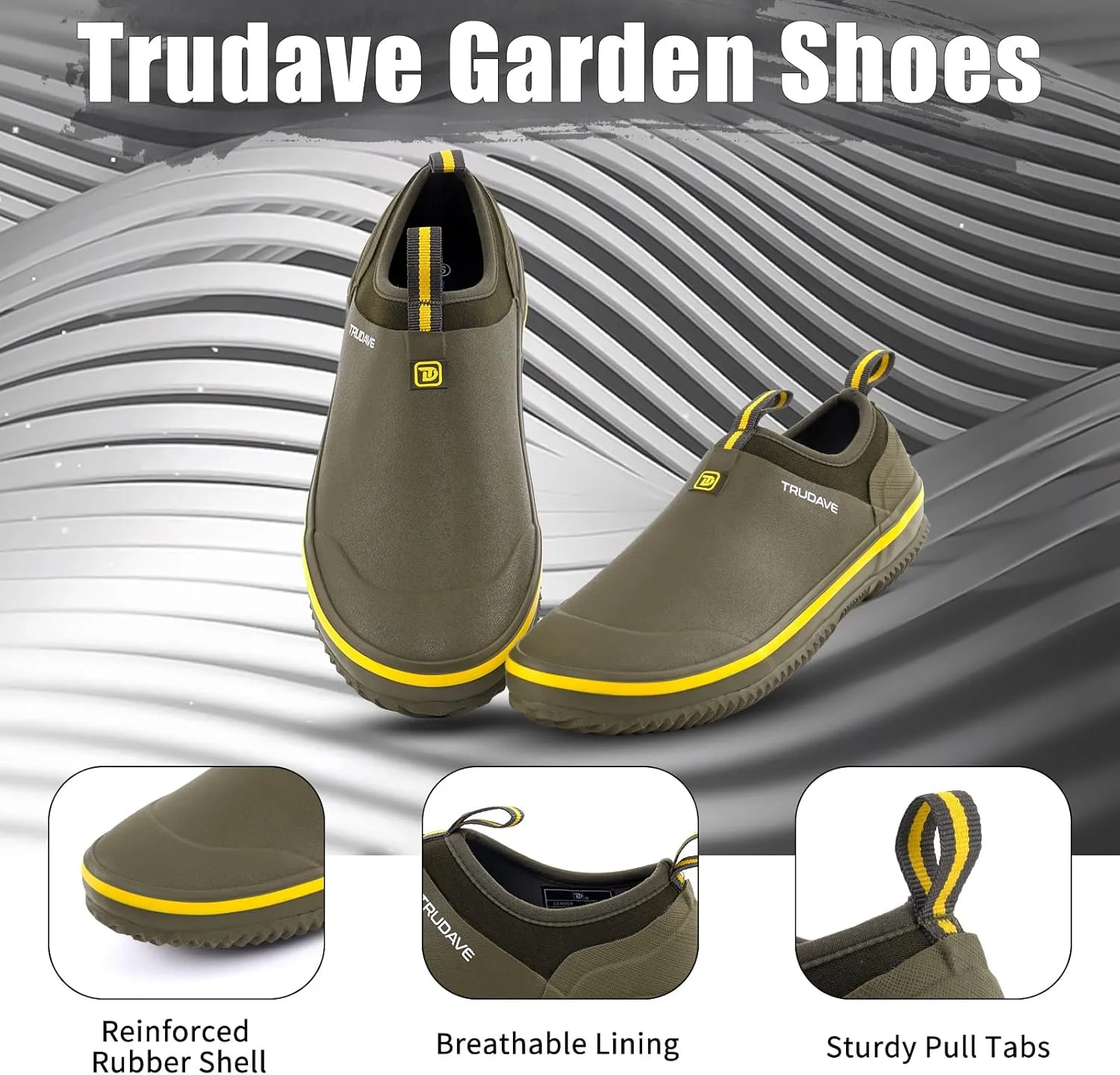 Waterproof Garden Shoes, Men's Rain Boots Women's Slip-On Footwear Rubber Neoprene Camp Booties Unisex Rain Shoe for Gardening, Farming, Car Wash, Lawn Care and Yard Work