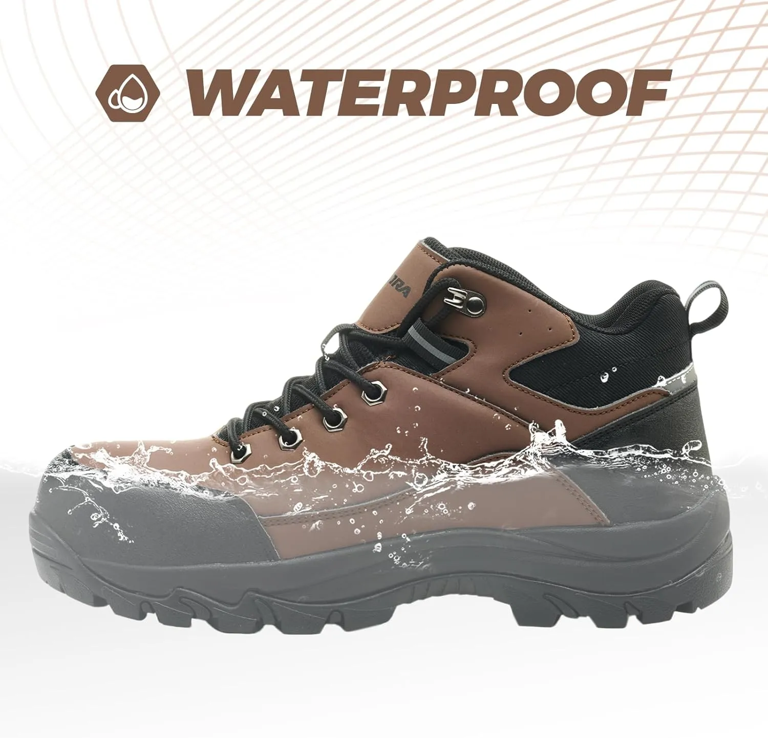 Waterproof Steel Toe Boots for Men Wide Width Non Slip Work Shoes Slip Resistant Safety Toe Sneakers Indestructible Construction Composite Toe Shoe Puncture Proof Footwear