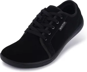 WHITIN Men's Wide Genuine Leather Barefoot Shoes | Minimalist Fashion Sneakers | Zero Drop Sole