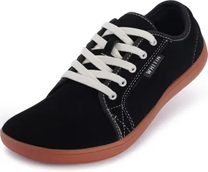 WHITIN Men's Wide Genuine Leather Barefoot Shoes | Minimalist Fashion Sneakers | Zero Drop Sole