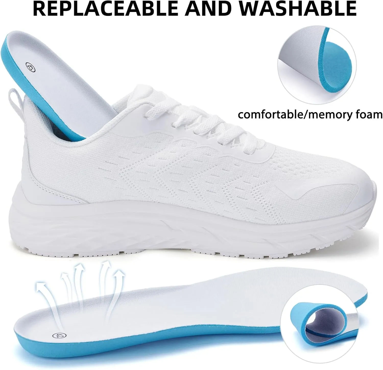 Wide Toe Box Shoes for Men - Wide Width Walking Shoes Comfortable Athletic Running Tennis Jogging Workout Gym Sneakers for Swelling Bunion Plantar Fasciitis Feet Non-Slip Rubber Sole