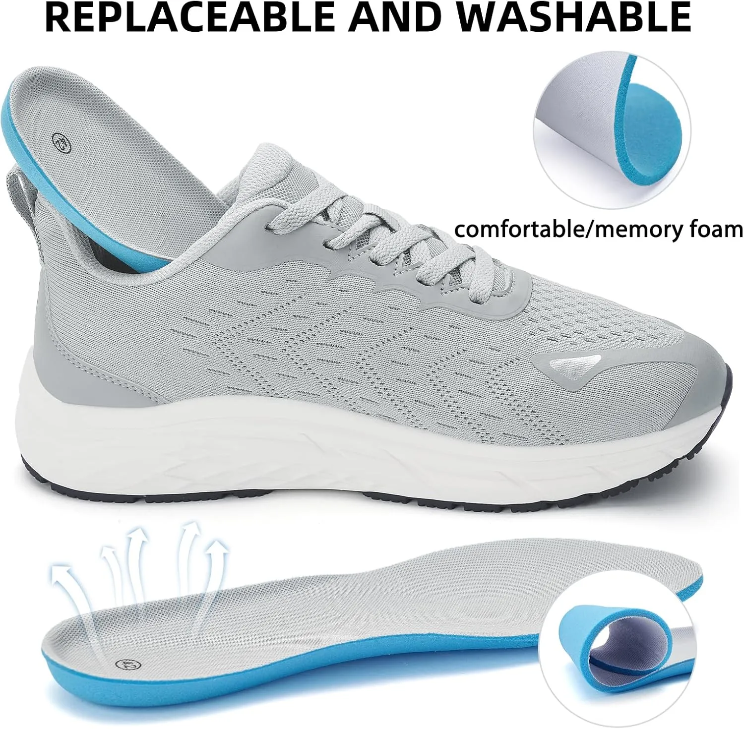Wide Toe Box Shoes for Men - Wide Width Walking Shoes Comfortable Athletic Running Tennis Jogging Workout Gym Sneakers for Swelling Bunion Plantar Fasciitis Feet Non-Slip Rubber Sole