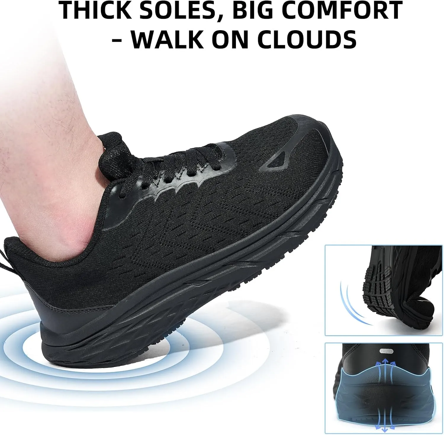 Wide Toe Box Shoes for Men - Wide Width Walking Shoes Comfortable Athletic Running Tennis Jogging Workout Gym Sneakers for Swelling Bunion Plantar Fasciitis Feet Non-Slip Rubber Sole