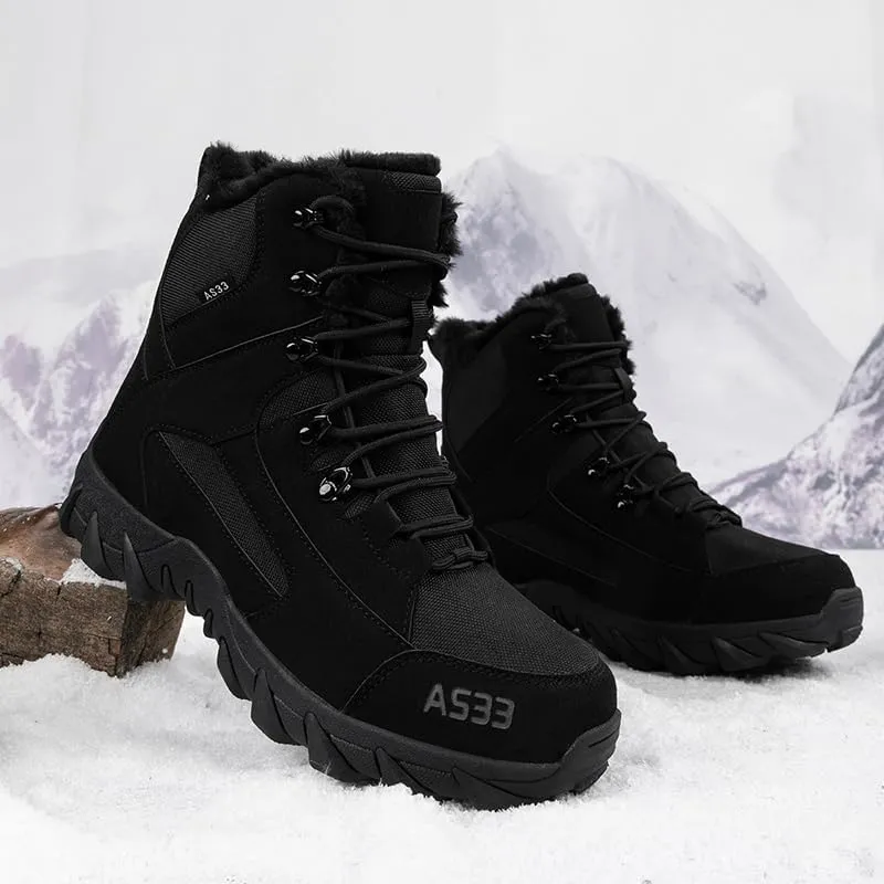 Winter Snow Boots Waterproof Military Training Fur Lined Anti Slip Warm Boots Thickened Cotton Walking Ankle Boots For Man
