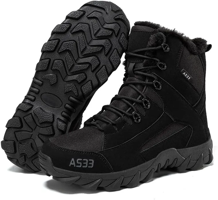 Winter Snow Boots Waterproof Military Training Fur Lined Anti Slip Warm Boots Thickened Cotton Walking Ankle Boots For Man