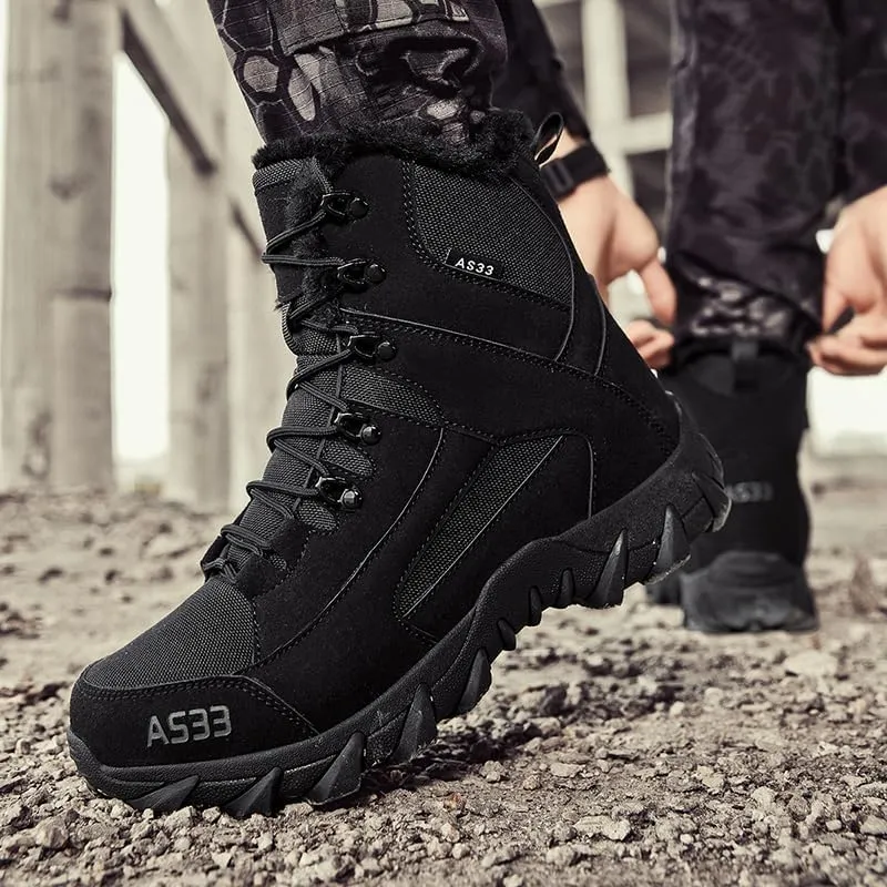 Winter Snow Boots Waterproof Military Training Fur Lined Anti Slip Warm Boots Thickened Cotton Walking Ankle Boots For Man
