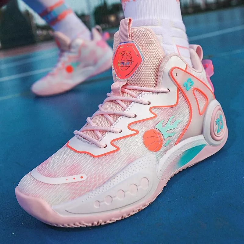Women Men Basketball Shoes Breathable Non Slip Sneakers Unisex High Top Ultra-Light Fashion Outdoor Sports Shoes