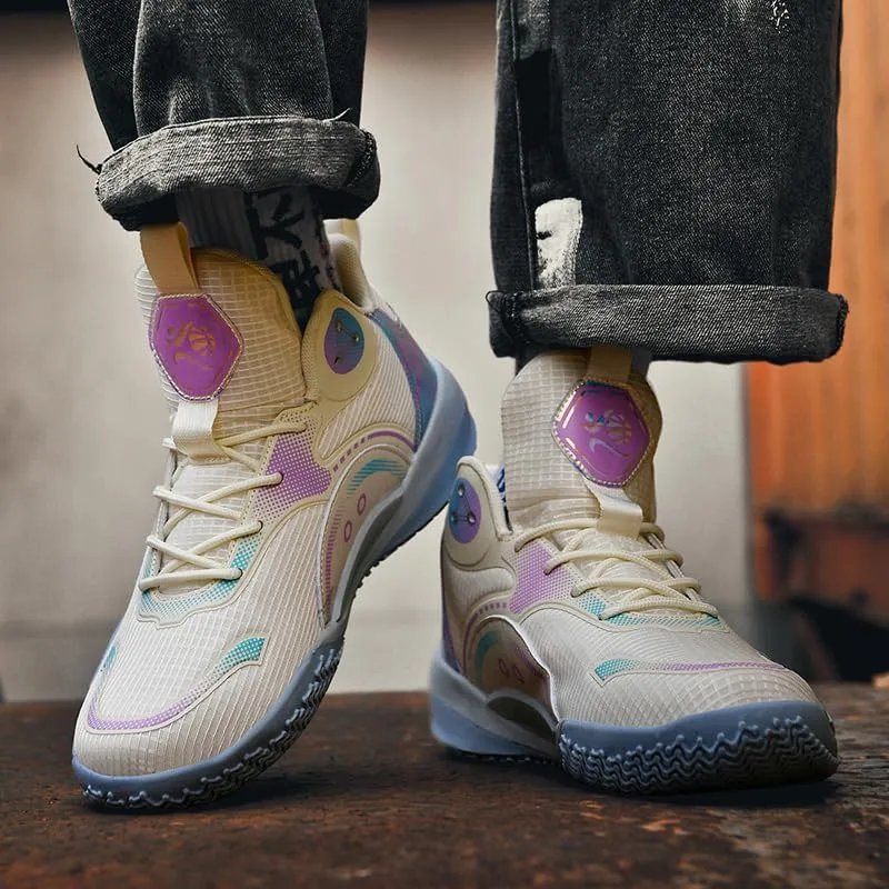 Women Men Basketball Shoes Breathable Non Slip Sneakers Unisex High Top Ultra-Light Fashion Outdoor Sports Shoes