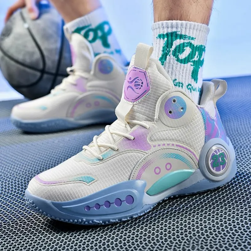 Women Men Basketball Shoes Breathable Non Slip Sneakers Unisex High Top Ultra-Light Fashion Outdoor Sports Shoes