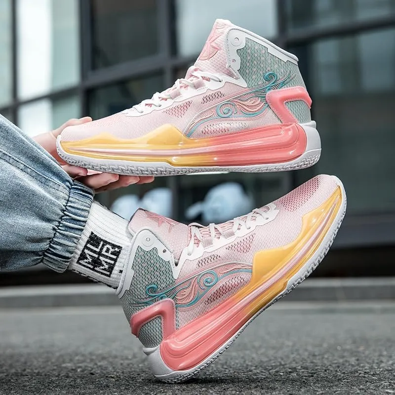 Women Men High Top Basketball Shoes Fashion Unisex Outdoor Sneakers Breathable High Rebound Non Slip Basketball Shoes
