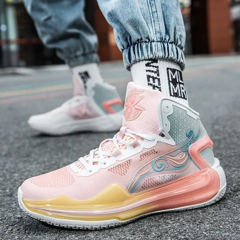 Women Men High Top Basketball Shoes Fashion Unisex Outdoor Sneakers Breathable High Rebound Non Slip Basketball Shoes