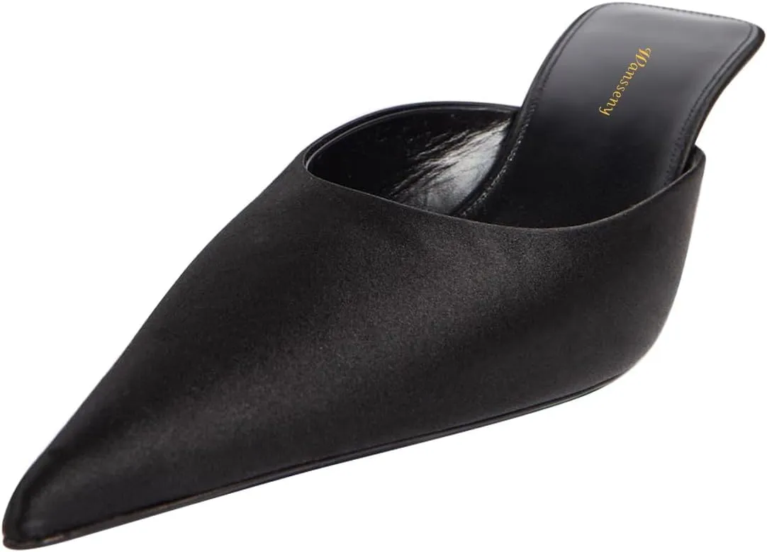 Women Stylish Pointed Toe Slip On Comfy Mules Low Kitten Heel Pumps Backless Ladies Casual Daily Slippers Size 4-16 US