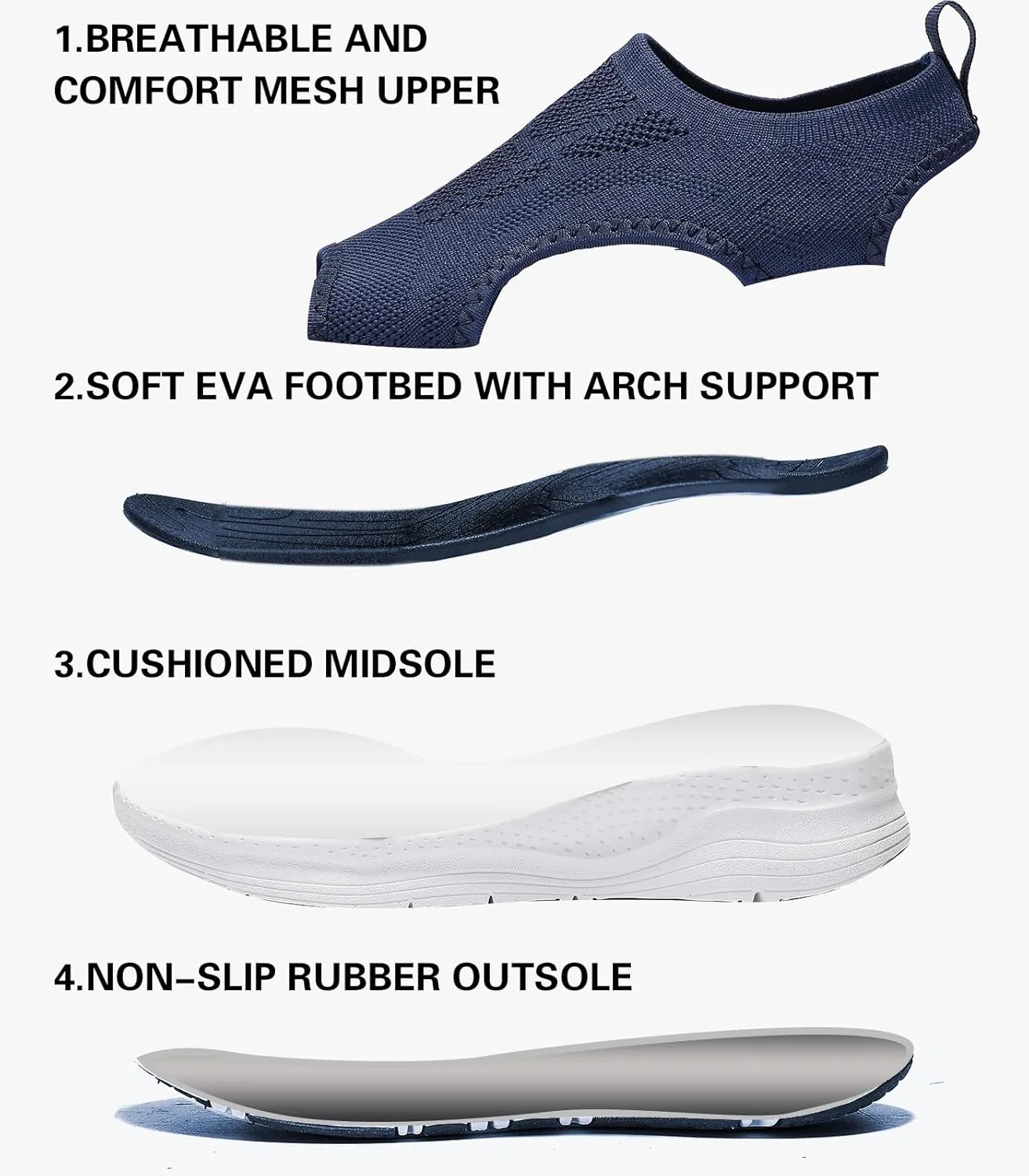 Women Walking Sandals Arch Support Orthotic Comfortable Plantar Fasciitis Non-slip Casual Open Toe Sport Sandals for Athletic Summer Beach