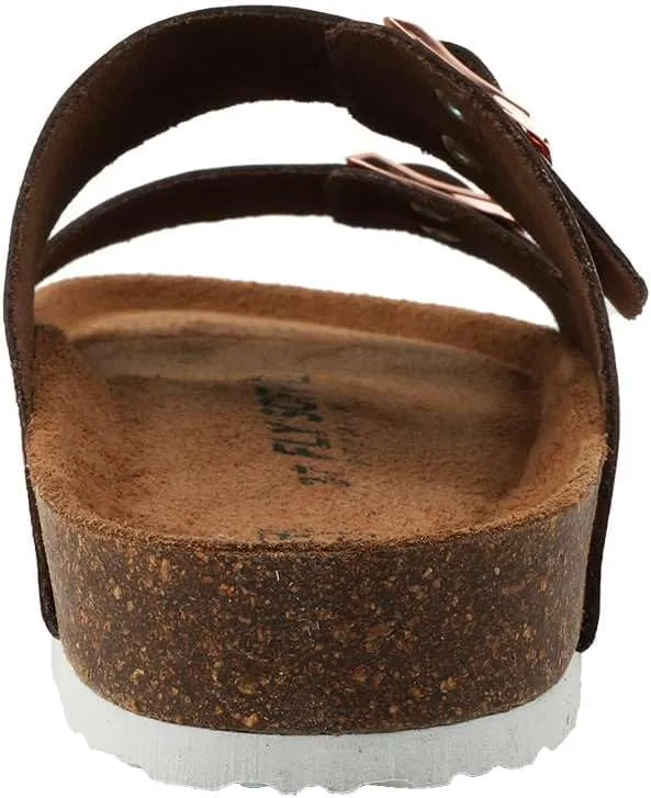 Women's 100% Genuine Leather Sandals - Comfortable Smart Foam Footbed, Slip-On Slides for Summer Wear, Adjustable Fit and Durable Non-Slip Sole