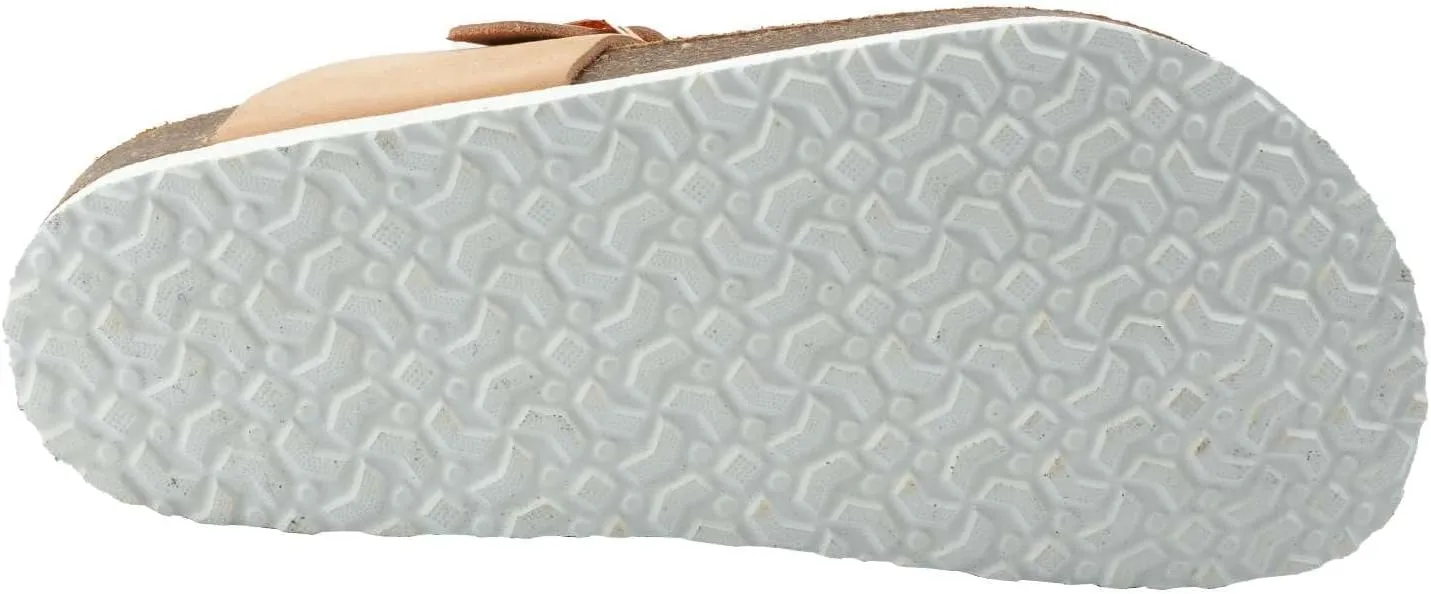 Women's 100% Genuine Leather Sandals - Comfortable Smart Foam Footbed, Slip-On Slides for Summer Wear, Adjustable Fit and Durable Non-Slip Sole