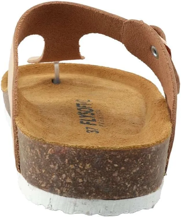 Women's 100% Genuine Leather Sandals - Comfortable Smart Foam Footbed, Slip-On Slides for Summer Wear, Adjustable Fit and Durable Non-Slip Sole