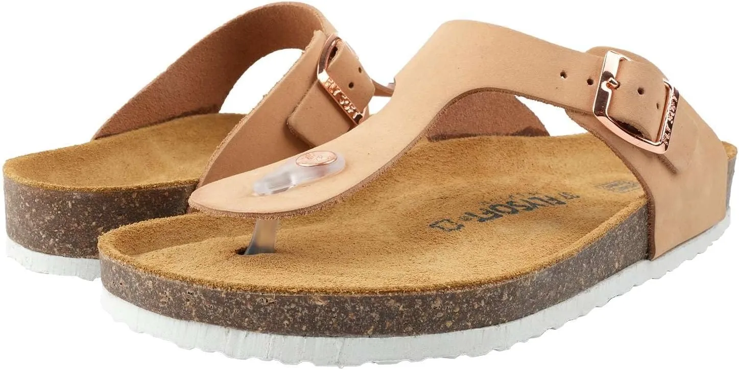 Women's 100% Genuine Leather Sandals - Comfortable Smart Foam Footbed, Slip-On Slides for Summer Wear, Adjustable Fit and Durable Non-Slip Sole