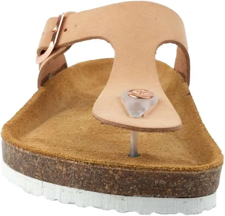 Women's 100% Genuine Leather Sandals - Comfortable Smart Foam Footbed, Slip-On Slides for Summer Wear, Adjustable Fit and Durable Non-Slip Sole