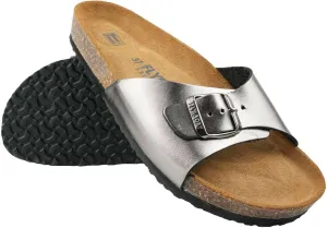Women's 100% Genuine Leather Sandals - Comfortable Smart Foam Footbed, Slip-On Slides for Summer Wear, Adjustable Fit and Durable Non-Slip Sole