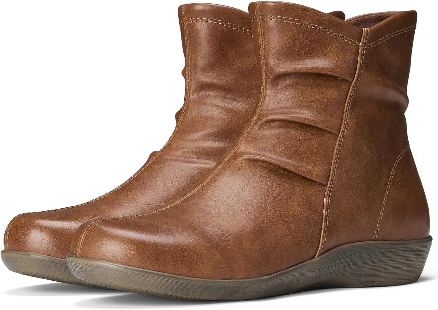Women's Ankle Boots Flat Booties Ruched Casual Short Boots Arch Support Comfortable Walking Boots for Women