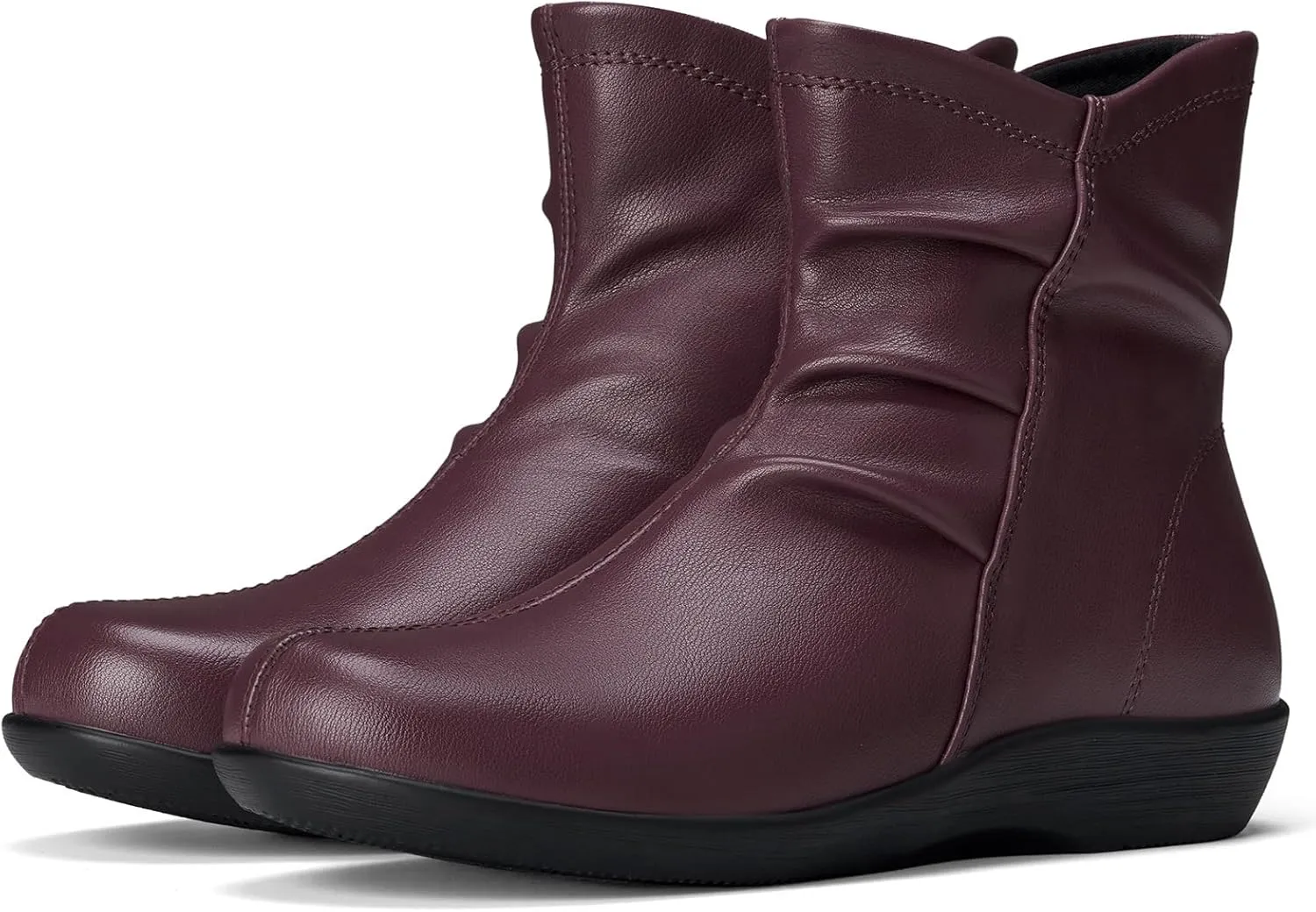 Women's Ankle Boots Flat Booties Ruched Casual Short Boots Arch Support Comfortable Walking Boots for Women