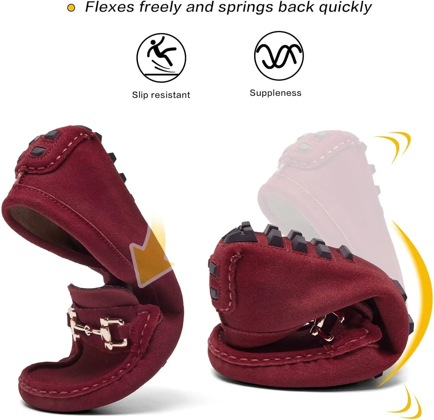 Women's Classic Suede Leather Penny Loafers Comfortable Slip-On Boats Driving Fashion Flats Shoe