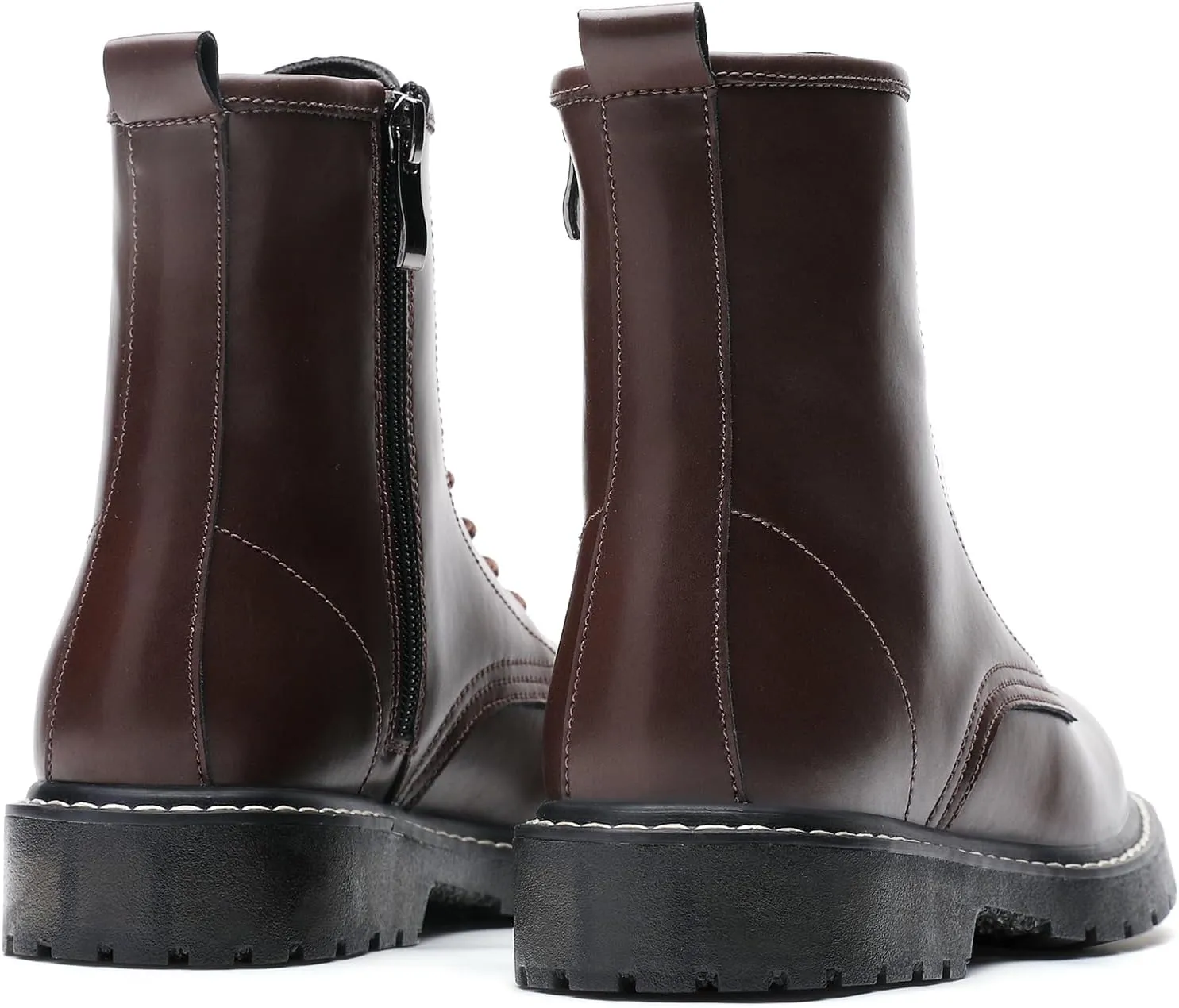 Women's Combat Boots Womens Motorcycle Boots Ankle Booties Low Heel Side Zipper Lace-up Fashion Casual Short Boots