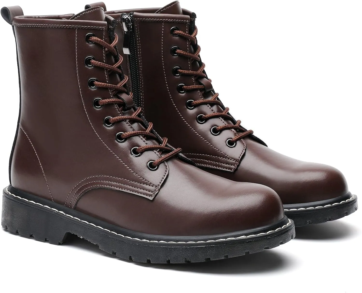Women's Combat Boots Womens Motorcycle Boots Ankle Booties Low Heel Side Zipper Lace-up Fashion Casual Short Boots