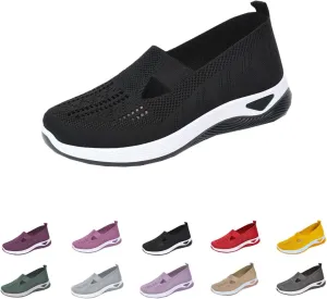 Women's Comfortable Breathable Knitted Sneakers,Women's Woven Orthopedic Breathable Soft Shoes,Hands Free Slip in Sneakers Arch Support